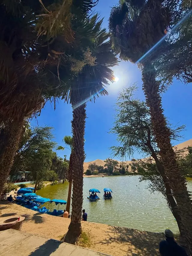 Huacachina lagoon at sunset